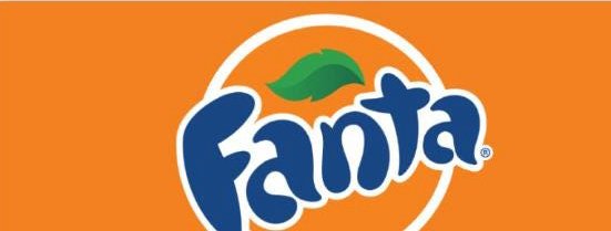 Fanta vending machine label design, orange with the Fanta logo and leaf mark.