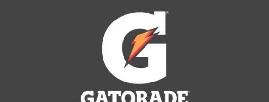 Gatorade vending machine label design, dark gray with the orange G bolt logo.