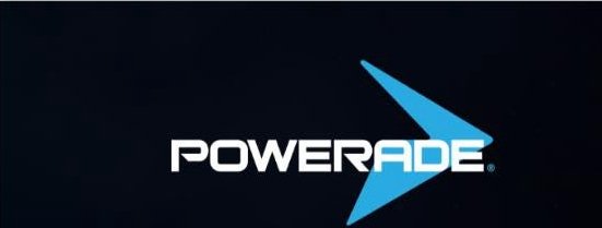 Powerade vending machine label design, dark background with the blue lightning bolt logo.