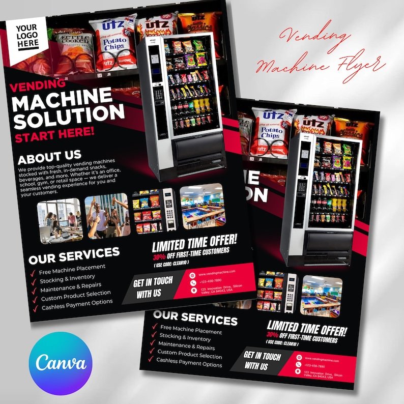 Vending machine flyer color variation.