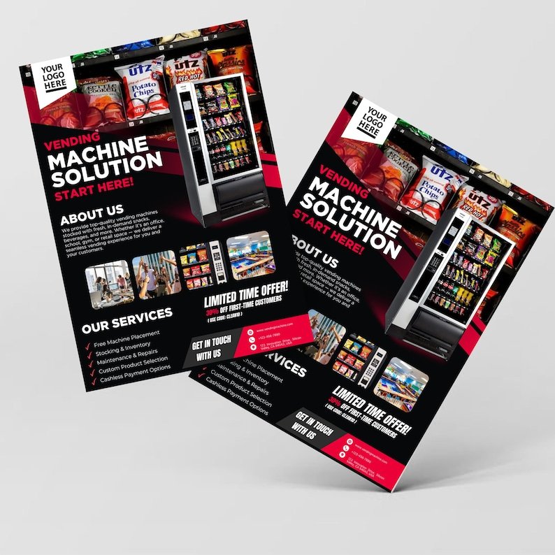 Vending machine flyer template detail.